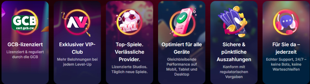 NV Casino Hinweise zu GCB-Lizenz, VIP-Club, mobiler Nutzung, Auszahlung und Support