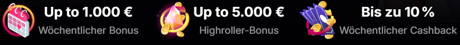 NV Wochenbonus, Highroller-Bonus und wöchentliches Cashback