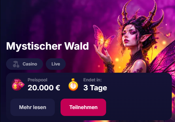 NV Casino Turnier Mystischer Wald mit beworbenem Preispool von 20.000 Euro